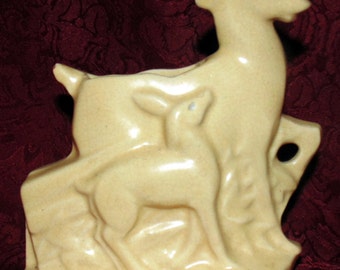 1940s Nelson McCoy FAWN & MUTTER Entzückende Vase/ Übertopf