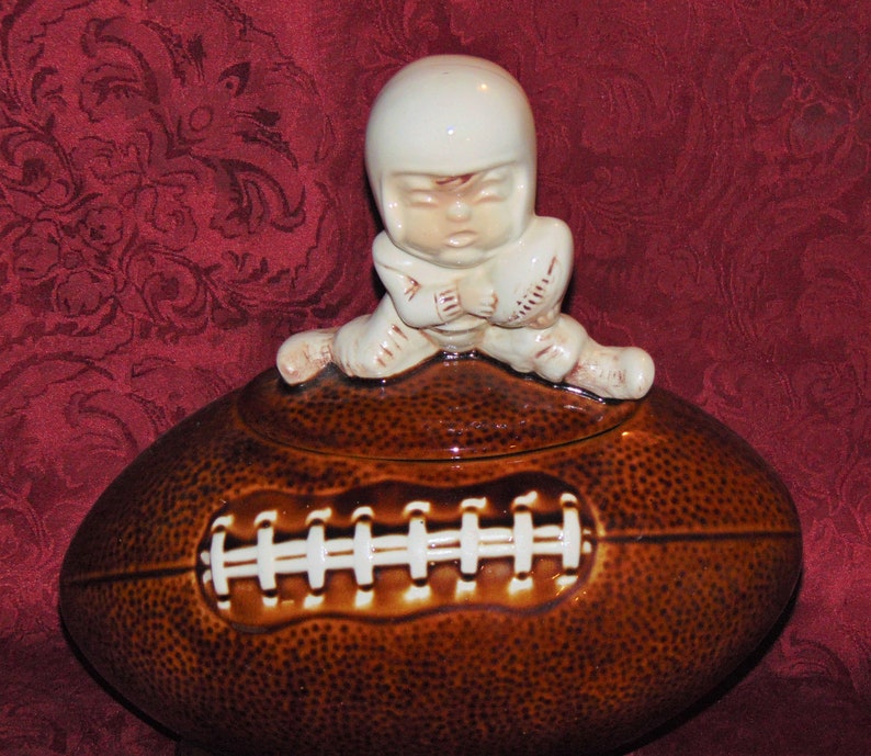 1970's McCoy Pottery Boy on Football Cookie jar Kitchen Storage Jars