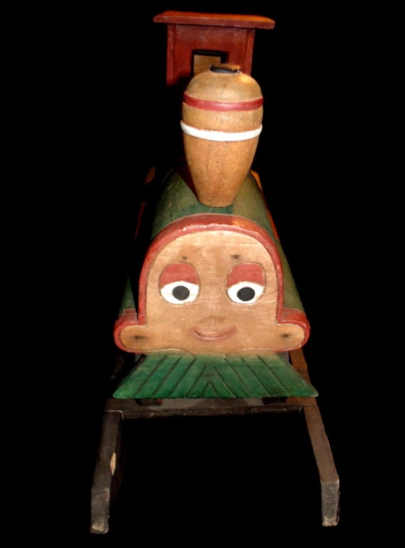 Wooden train store rocker