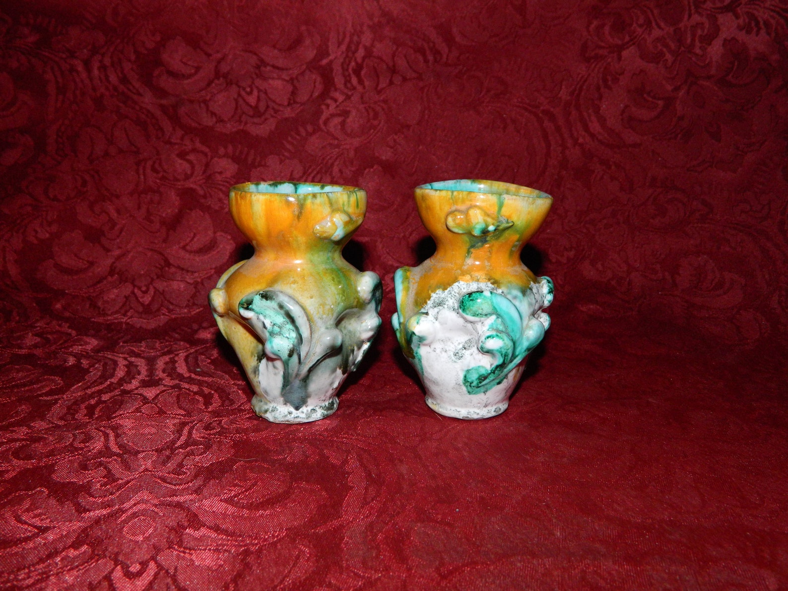 Majolica Pair of Miniature Vases / Candle Holders Tin Glazed Etsy
