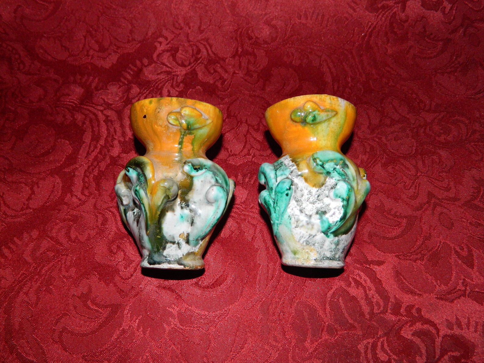 Majolica Pair of Miniature Vases / Candle Holders Tin Glazed Etsy