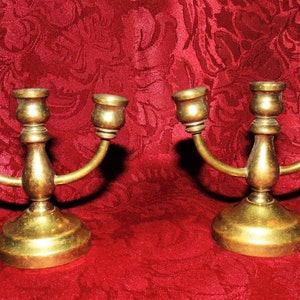 SALE Vintage Pair of Brass 3 Candle Candelabras Doll House Miniatures