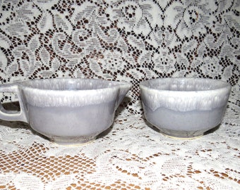 Vintage Pottery HULL &quot;Flint Ridge&quot; Gray Drip Glaze Creamer and Sugar Set THREE AVAILABLE!
