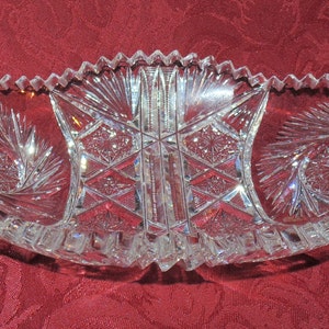 American Brilliant Period, ABP Cut Glass Celery Dish Pinwheels and Hob Stars