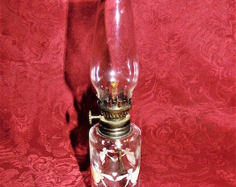 1985 Austrian Miniature Kerosene Lamp Lamp Light Farms Ducks Hearts