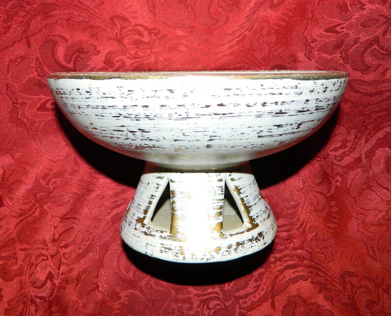 1950 Royal Haeger Bowl Tweed Pattern 22 Karat Gold