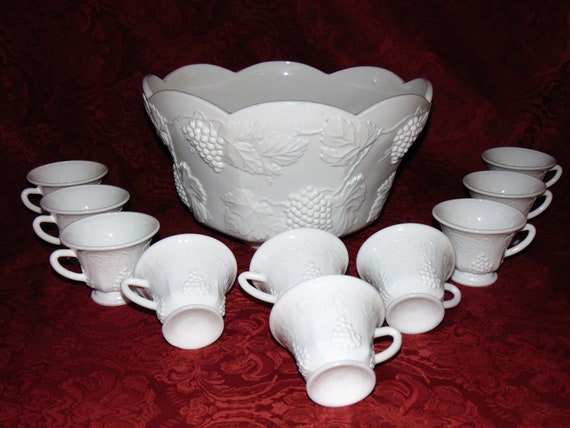 Indiana glass harvest milk glass set by colony