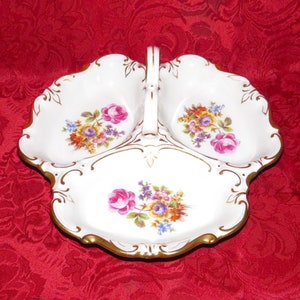 Jimenau Graf Von Henneberg Porcelain 3 Komora Taca Do Serwowania Relish NIEMCY