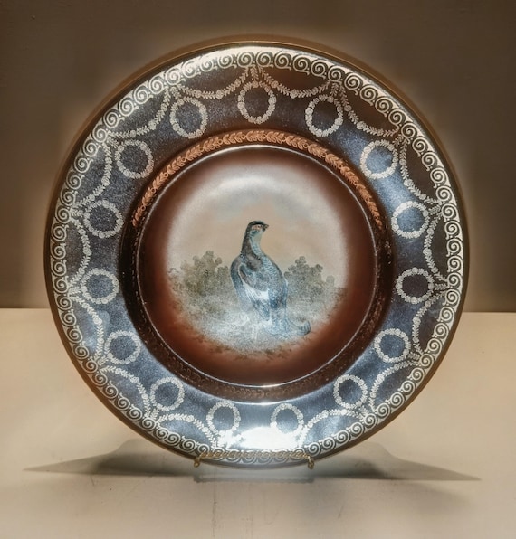 ロイヤルヴィエナ　プレート　アンティーク Early 1900's Royal Vienna Game Bird Porcelain Cabinet Plate Hand