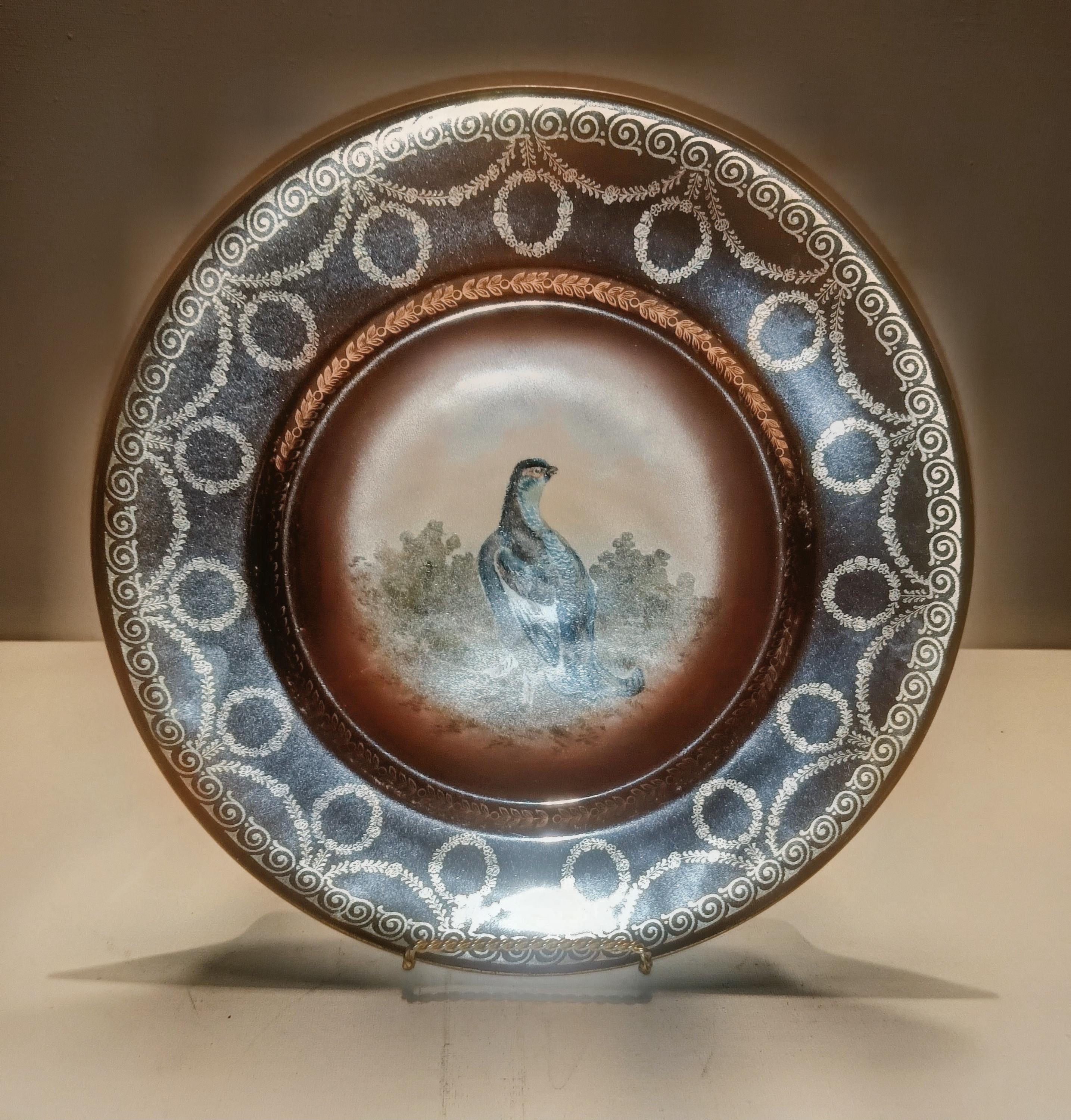 Early 1900's Royal Vienna Game Bird Porcelain Cabinet Plate Hand