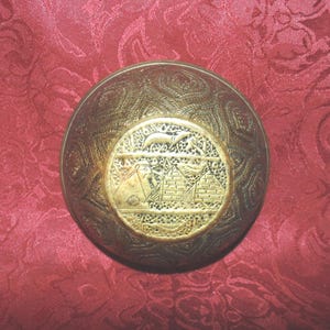 Egyptian Brass Bowl Hand Tooled Very Intricately Decorated