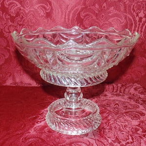 SALE 1888 Bryce Brothers Open Compote &quot;Curtain&quot; or &quot;Sultan&quot; Pattern, Early American Pattern Glass