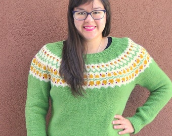 Ready to ship, Blaklukka Sweater (Canadian Wool), Large, Pullover, Lopapeysa, Handknit, Jumper, Women's, Icelandic Sweater, Adult