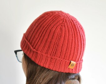 Red Boyfriend Hat (merino), watchcap, hat, toque, beanie, adult hat, red hat, men's hat, women's hat, winter hat, merino hat, wool hat, wool