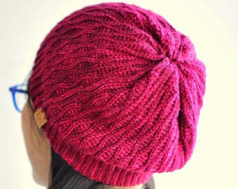 Bonnet Berlin rouge (laine mérinos), bonnet mérinos, bonnet d'hiver, tuque, slouch, bonnet, bonnet en laine, bonnet d'hiver, bonnet adulte, bonnet homme, bonnet femme