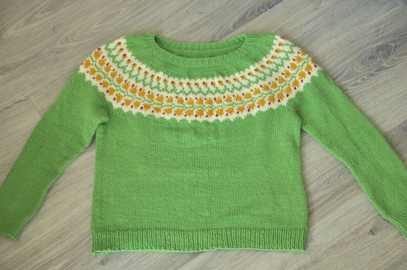Ready to ship, Blaklukka Sweater Canadian Wool, Large, Pullover, Lopapeysa, Handknit, Jumper, Women's, Icelandic Sweater, Adult image 5