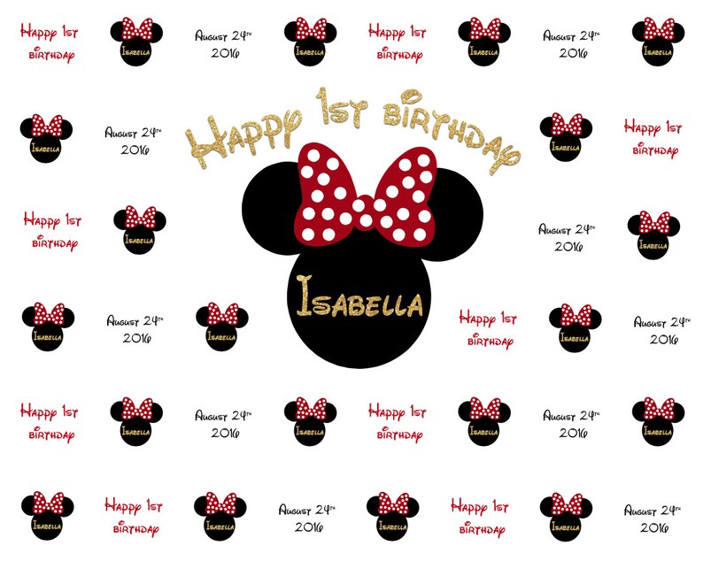 Minnie Mouse Black and Gold Backdrop Birthday Party Etsy