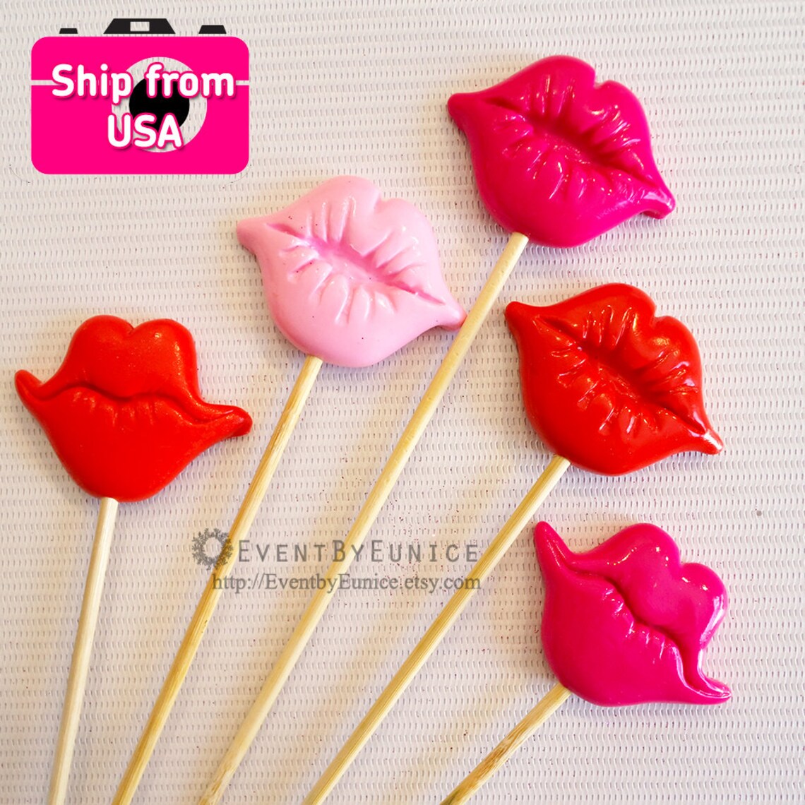 Up to 24pc Photobooth Props Polymer Clay Lips Props Wedding Etsy