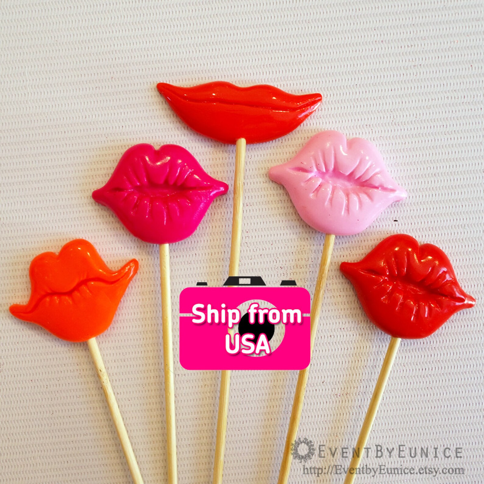 Up to 24pc Photobooth Props Polymer Clay Lips Props Wedding Etsy