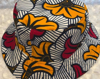 Handmade Reversible Bucket Hat, Bandana Fabric, Satin Lined