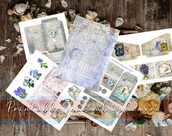 Revista imprimible de estilo vintage efímera. Papel de amigo por correspondencia. Recortes quisquillosos.