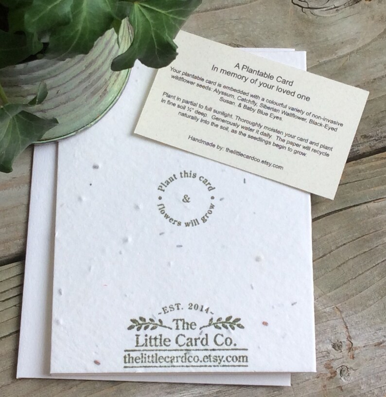 Deepest Sympathy Condolences Cards that bloom In memory Hand-stamped Seeded paper Plantable Sympathy Card Eco-friendly With Sympathy