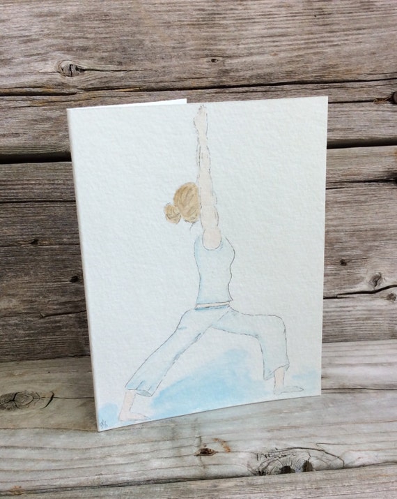 Items similar to Watercolor Yoga card; Zen All Occasion Greeting Card