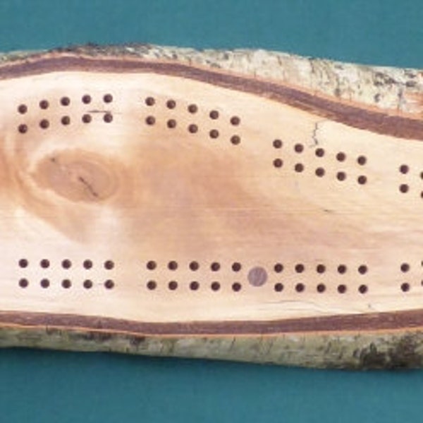 Cribbage tablero y pared arte con corteza - abedul 2 jugadores