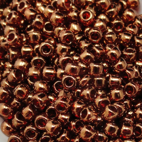 TOHO 8/0 Gold Lustered African Sunset seed beads round, 5 grams *Wholesale*