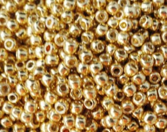 TOHO 11/0 Permanent Finish Galvanized Starlight Gold round, 10 grams *Wholesale*