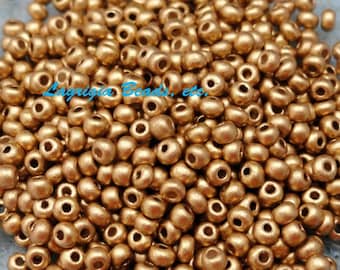 Czech Preciosa 11/0 Light Gold Metallic round seed beads 10 grams *Wholesale*