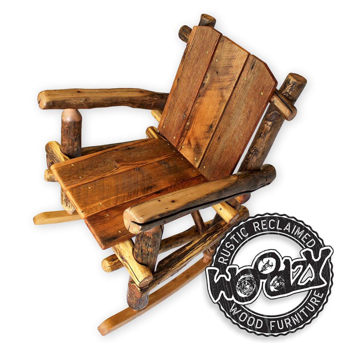 Log Rocking Chair / Wooden Rocking Chair / Rustic Rocking Etsy