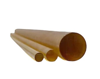 Ultem Solid Round Rod- AMBER- Various Sizes