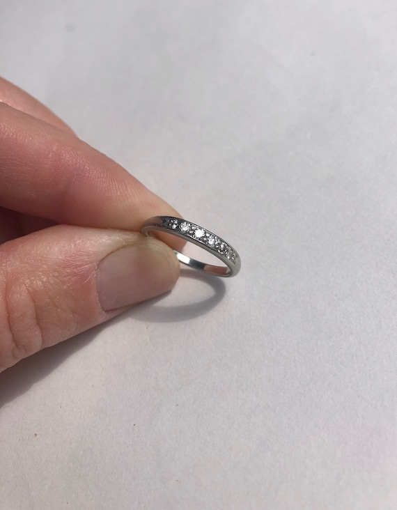 Hand made vintage style diamond wedding band