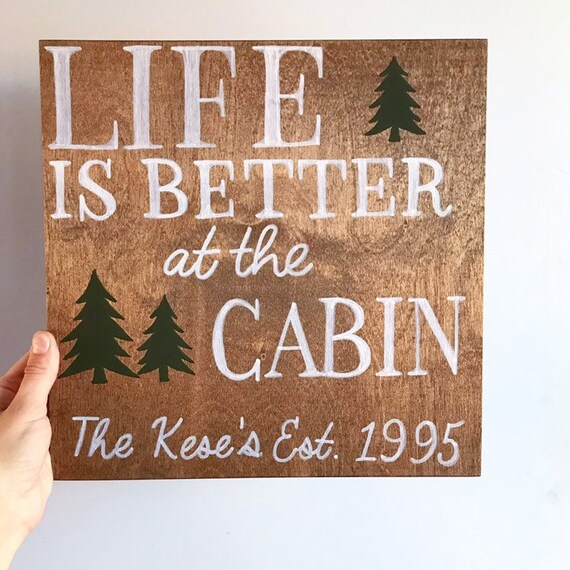 Life Is Better At The Cabin Custom Name Sign Pallet Wood Wall Etsy