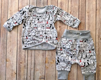 Baby Boy Cotton Outfit,Infant Boy Cotton Long Sleeve T Shirt Set,Infant boy Cotton Harem Pant set,Baby Boy Gift Set, Baby Shower Gift
