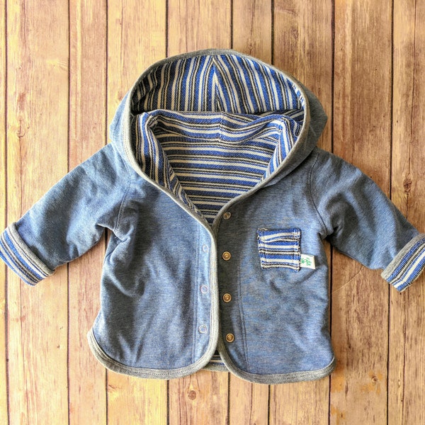 Baby Boy Hood Jacket, Infant Baby Boy Jacket, French Terry Baby Boy Jacket, Spring Or Fall Jacket for Baby Boy, Baby Shower Gift
