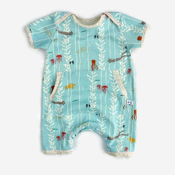 Baby Boy ORGANIC Cotton Knit Romper, Infant Boy Organic Clothes, Baby Boy Cotton Summer Clothes, Baby Boy Jumpsuit, Baby Boy Overalls