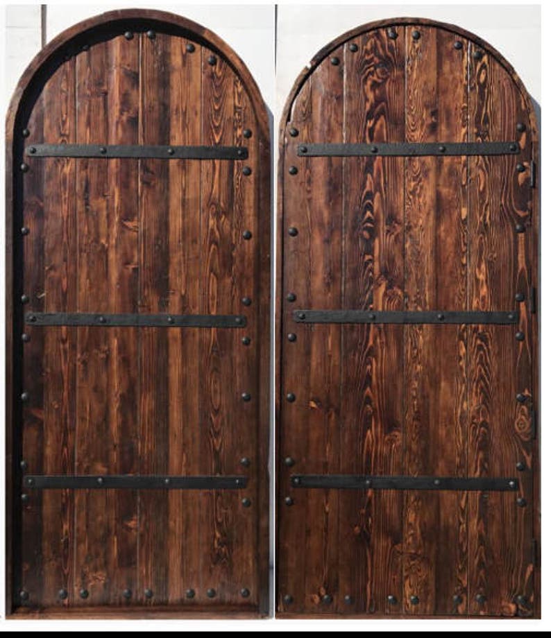 Rusticreclaimedlumberkilndriedwoodstainedarcheddoor36 Etsy