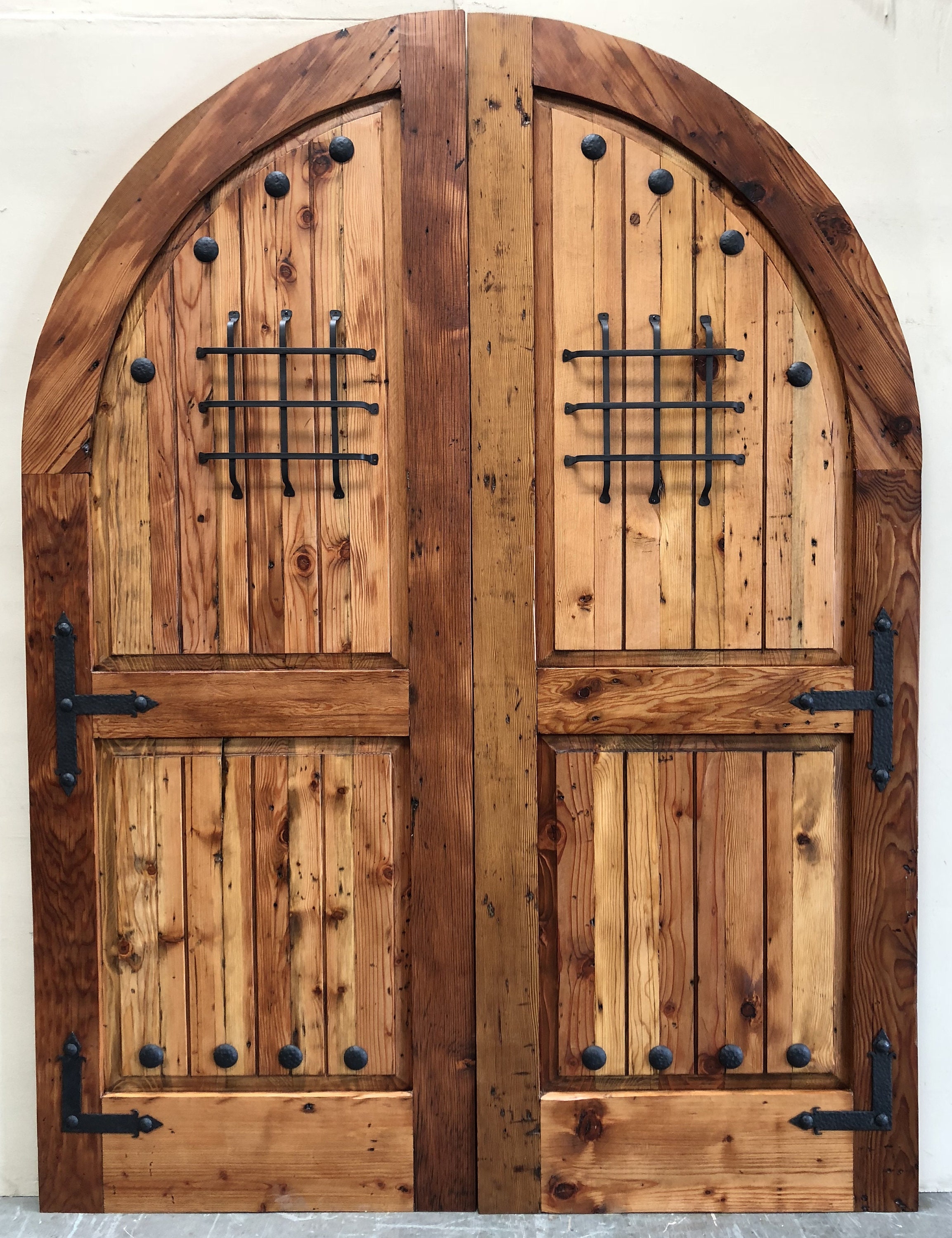 Reclaimed Lumber Rustic Arched Double Doors Comes W/ 2 Sets ...