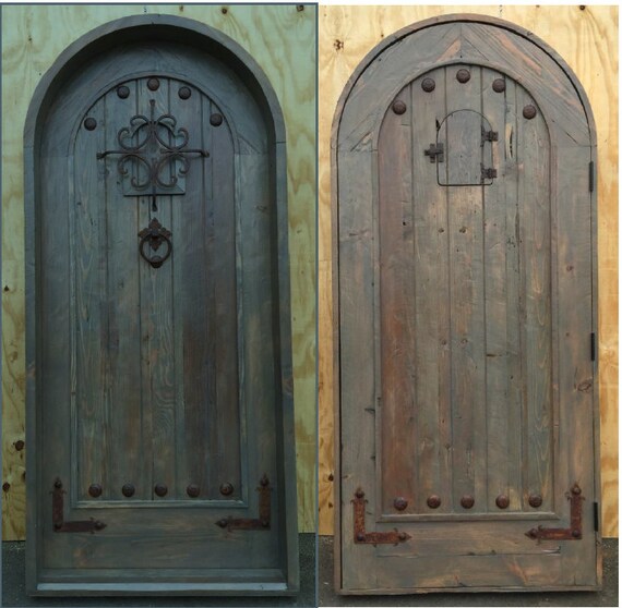Reclaimed Lumber Rustic Arched Door W Hard Ware Speakeasy Etsy
