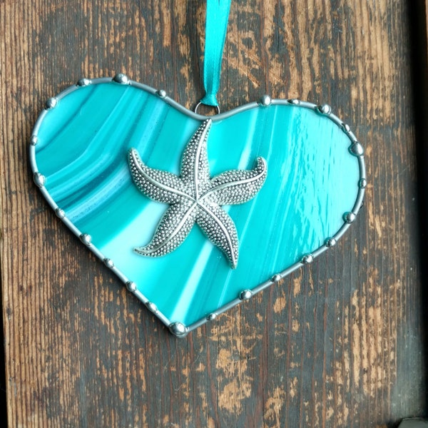 Ornament Stained glass Starfish Beach Glass Beach Ornament Sandy Beach Glass Christmas Beach Birthday gift Housewarming gift Christmas gift