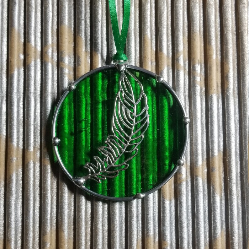 Feather Glass Sun catcher Ornament Indian Nature Decor Duck Feather Art Bohemian Mallard Duck Spirit Feather stained glass Housewarming