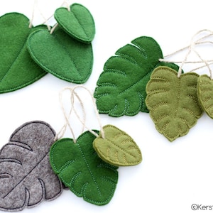 ITH embroidery file Monstera leaf 13x18 + 16x26 + 18x30 set palm leaf pendant, leaf garland, coaster, Hawaii jungle safari decoration