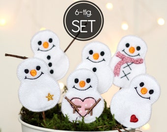 ITH embroidery file snowman set 13x18 (5x7), In the Hoop embroidery pattern snowmen, winter decoration, decorative plugs, cake toppers, flower plugs