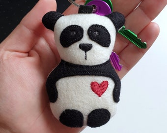 ITH embroidery file panda with heart 10x10 (4x4) pendant, mobile, key ring, stuffed animal & decoration