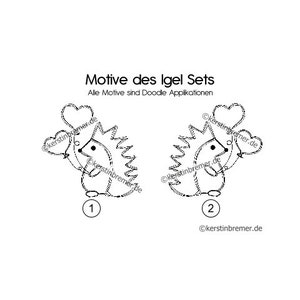 Stickdatei Igel mit Luftballon 13x18 5x7 Set 2 Doodle Applikation Stickmuster Igel mit Ballons Bild 2