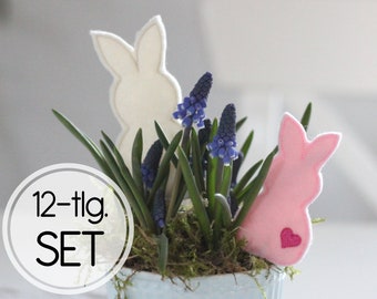 Hase ITH Stickdatei 10x10 und 13x18 Set Anhänger, Osteranhänger Häschen Dekoanhänger, Stabdatei Osterhase Dekostecker Blumenstecker Girlande