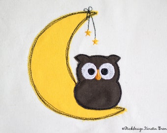 Embroidery File Moon Owl 10x10 (4x4) Doodle Application Embroidery Pattern