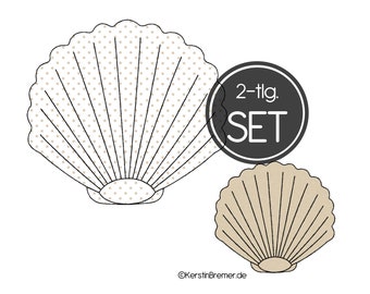 Embroidery File Shell Set 13x18 (5x7) Doodle Application Embroidery Pattern - Clam, Sea Mussel